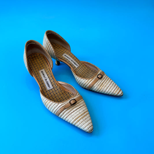 Y2K Manolo Blahnik Woven Kitten Heels