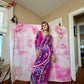 1960s Emilio Pucci Art Nouveau Purple Print Drop Waist Maxi Dress
