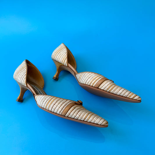 Y2K Manolo Blahnik Woven Kitten Heels