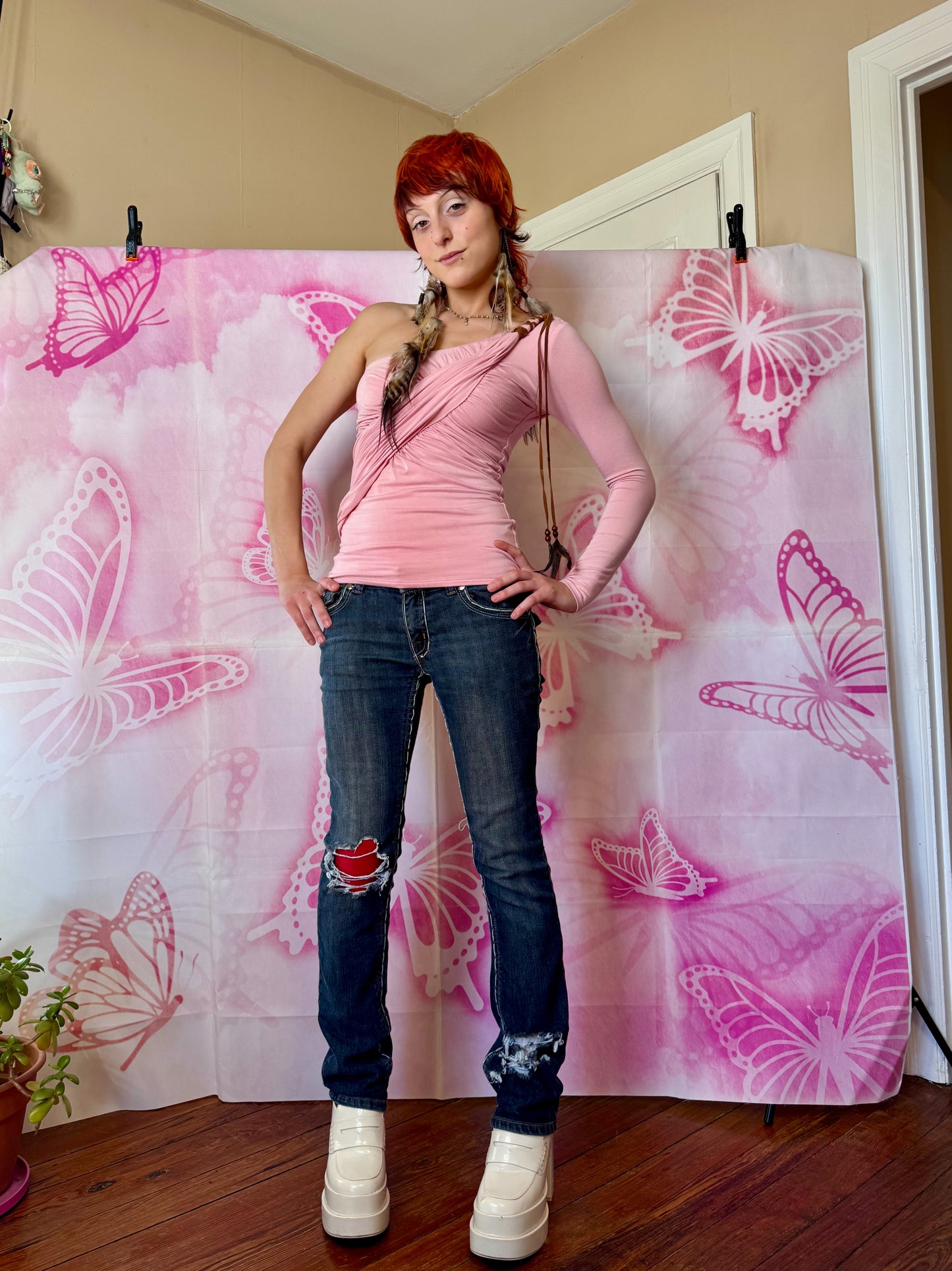 Y2K One Shoulder Top w Ties