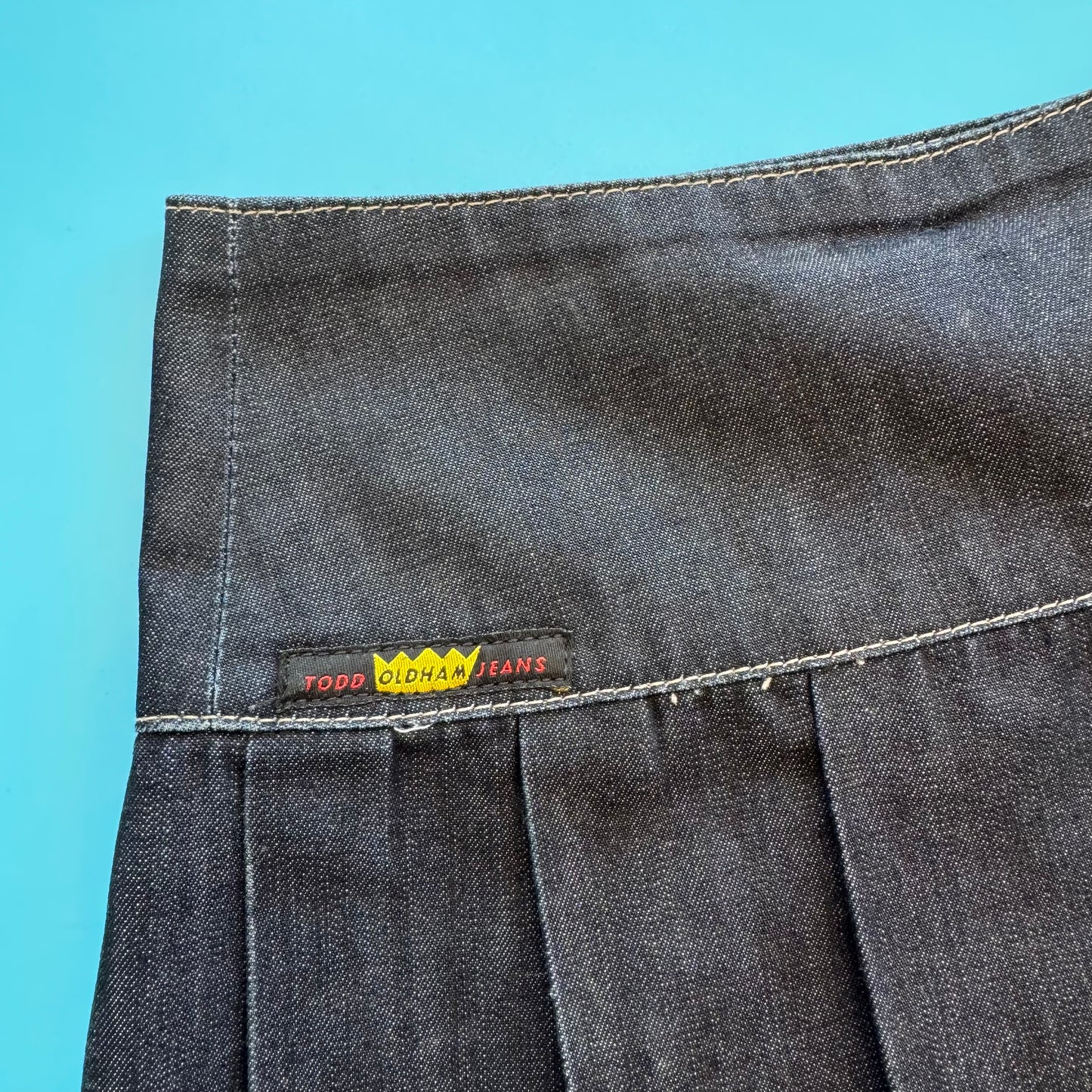 90s Todd Oldham Pleated Denim Mini Skirt