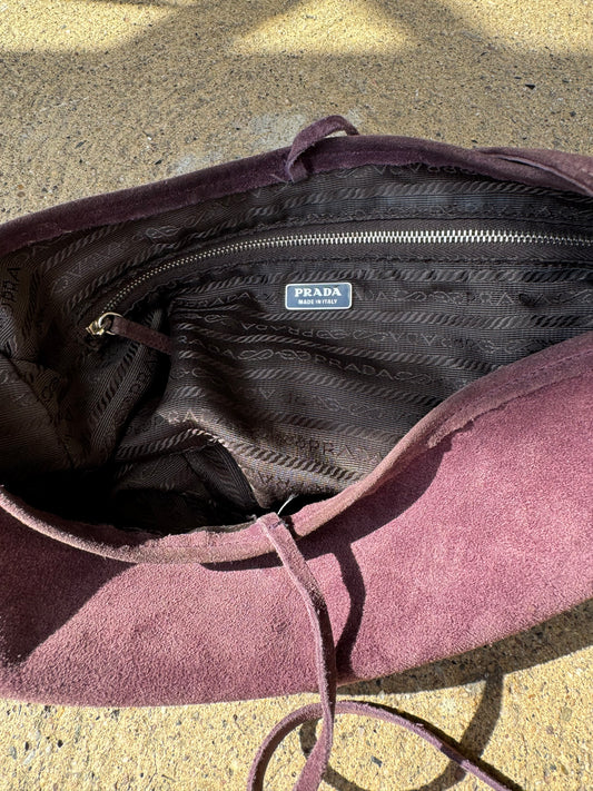 PRADA Purple Suede Shoulder Bag