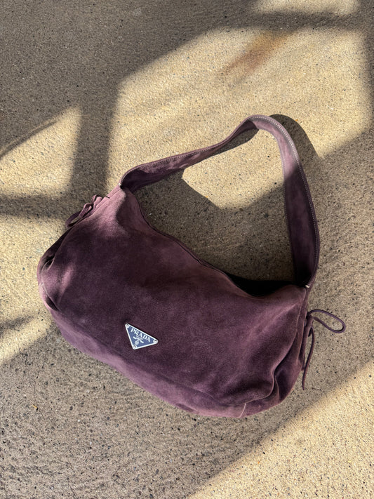 PRADA Purple Suede Shoulder Bag