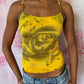 Y2K Deadstock Beadazzled Rose Cami in Yellow