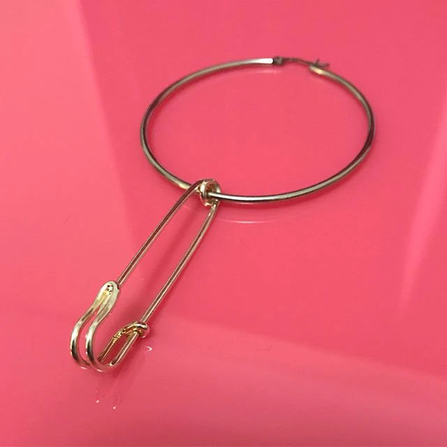 Shop Journal Safety Pin Single Hoop Earring