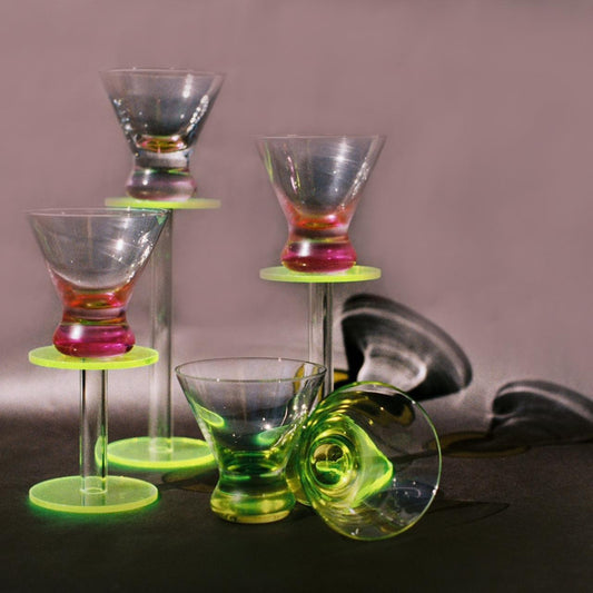 Y2K Set of 3 Neon Pink Martini Glasses
