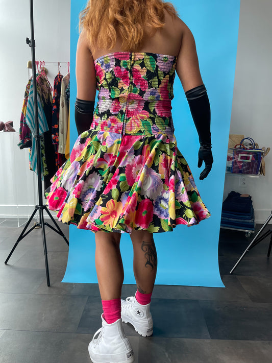 80s Sweetheart Neck Party Dress