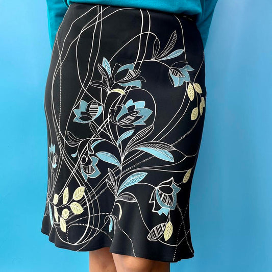 Y2K Floral Silk Skirt